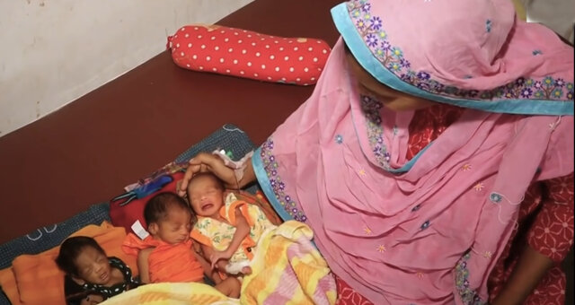 Arifa Sultana und ihre Babys. Quelle: Screenshot Youtube