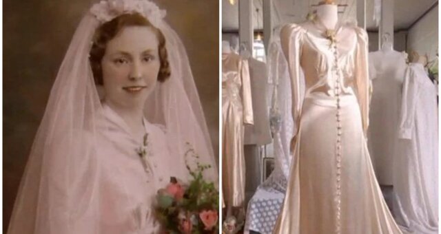Gertrude Bloye und ihr Hochzeitskleid. Quelle: Screenshot Youtube